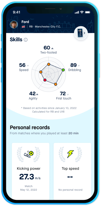 CITYPLAY app showing a players updated stats, and personal records