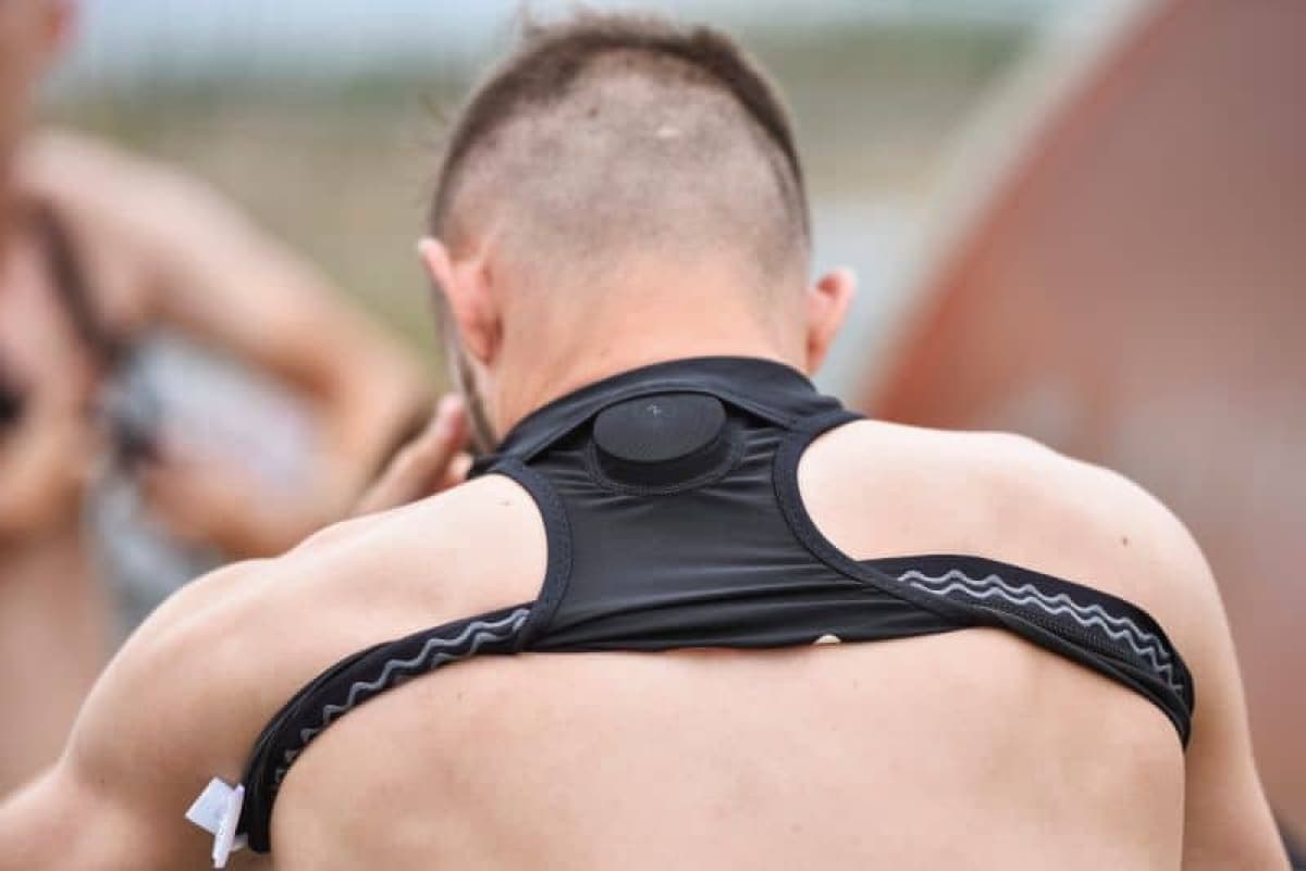 soccer player wearing a gps vest